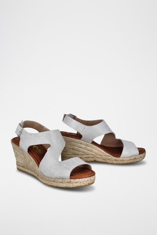 Sandales compensées en cuir Yuste - Argenté