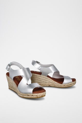 Sandales compensées en cuir Yuste - Argenté