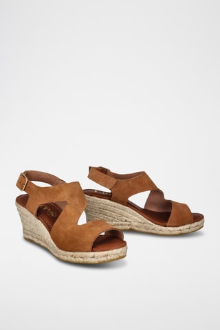 Sandales compensées en nubuck Yuste - Marron