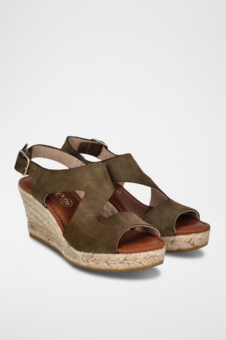 Sandales compensées en nubuck Yuste - Kaki