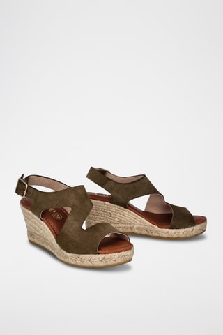 Sandales compensées en nubuck Yuste - Kaki