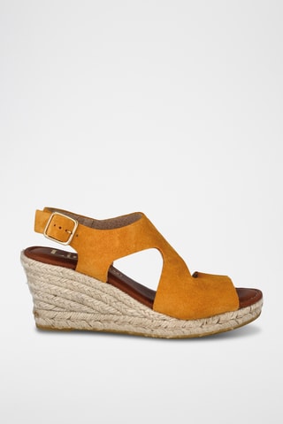 Sandales compensées en nubuck Yuste - Moutarde