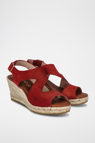 Sandales compensées en nubuck Yuste - Rouge