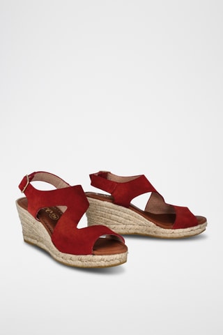 Sandales compensées en nubuck Yuste - Rouge