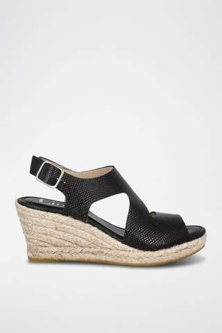 Sandales compensées en cuir Yuste - Noir