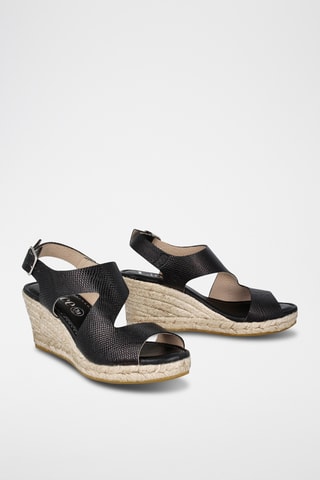 Sandales compensées en cuir Yuste - Noir