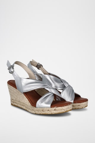 Sandales compensées en cuir Yuste - Argenté