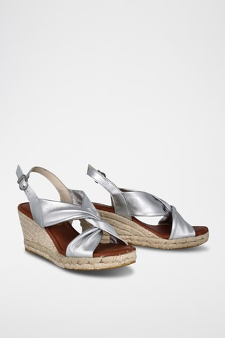 Sandales compensées en cuir Yuste - Argenté