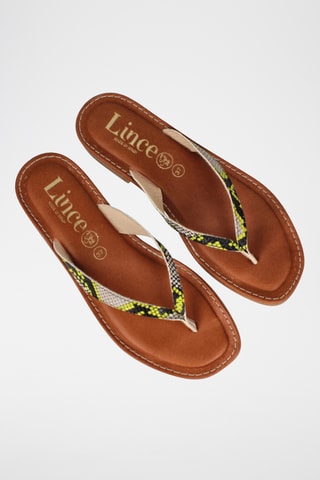 Sandales en cuir Lanka - Gris et vert fluo
