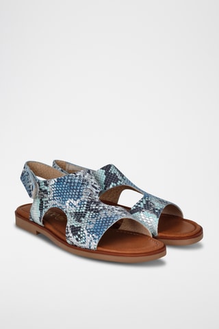 Sandales en cuir Aruba - Gris et bleu cobalt