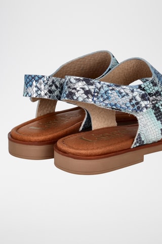 Sandales en cuir Aruba - Gris et bleu cobalt