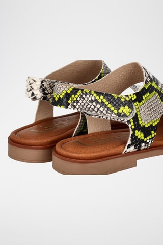 Sandales en cuir Aruba - Gris et vert fluo