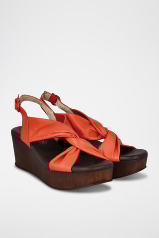 Sandales compensées en cuir Candela - Orange