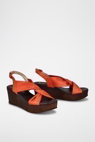 Sandales compensées en cuir Candela - Orange