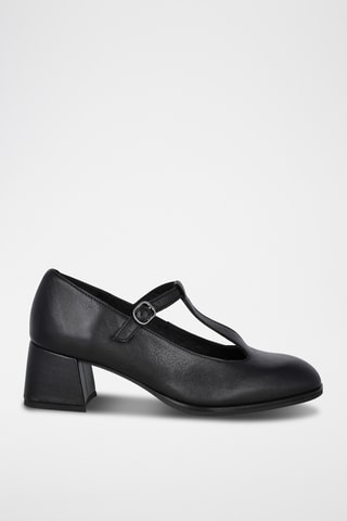 Babies à talons en cuir Cler - Noir