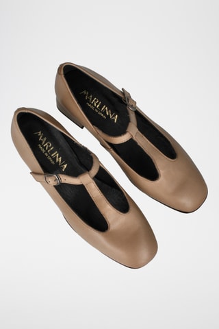 Babies à talons en cuir Cler - Marron clair