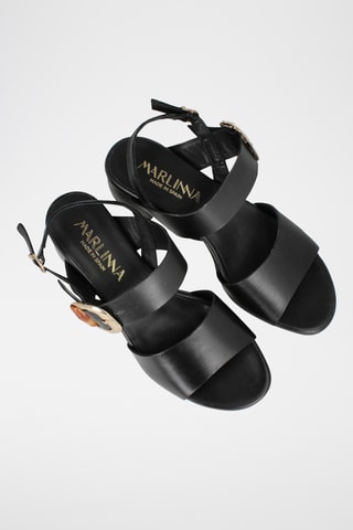 Sandales à talons en cuir Selma - Noir