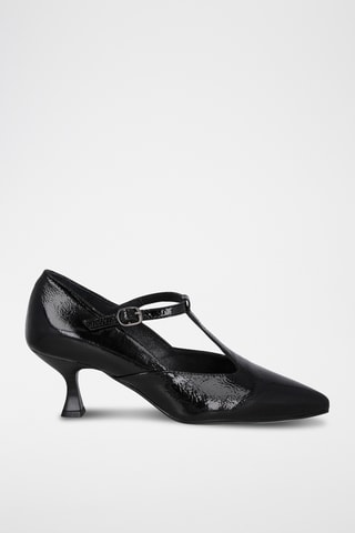 Babies à talons en cuir Jimena - Noir