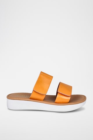Mules en cuir verni Tokio - Orange