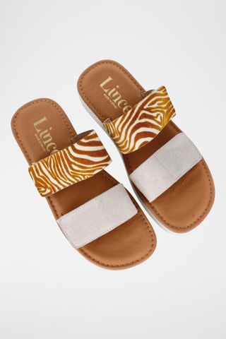 Mules en cuir Tokio - Camel et gris clair