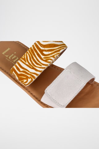 Mules en cuir Tokio - Camel et gris clair