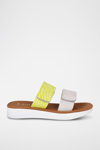 Mules en cuir Tokio - Jaune et gris clair