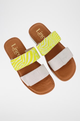 Mules en cuir Tokio - Jaune et gris clair