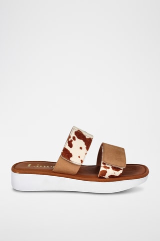 Mules en cuir Tokio - Marron et marron clair