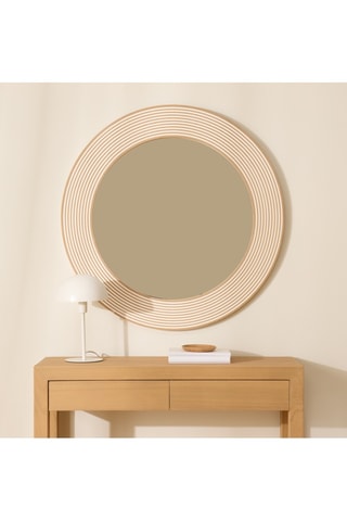 Espelho - 80 x 80 cm - Imitação madeira e branco