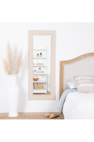 Espelho - 59 x 150 cm - Imitação madeira e branco