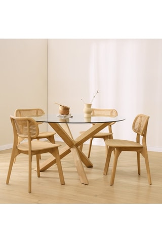 Mesa de jantar em madeira de sungkai - 120 x 77 x 120 cm