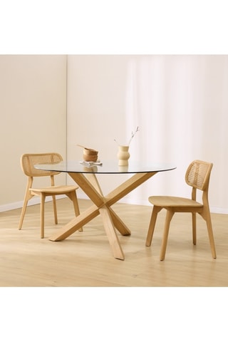 Mesa de jantar em madeira de sungkai - 135 x 77 x 135 cm