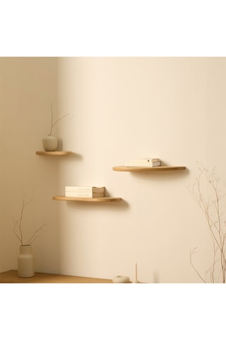 3 prateleiras de parede em madeira de sungkai - 41 x 2,5 x 20/55 x 2,5 x 23/52 x 2,5 x 25 cm