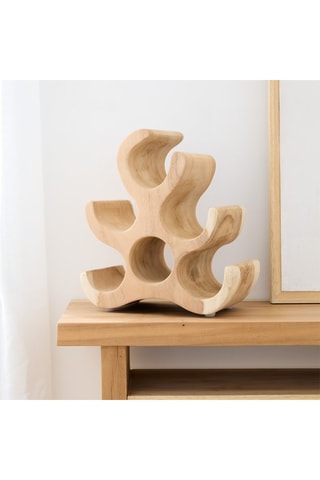 Garrafeira em madeira de trembesi maciça - 6 garrafas - Natural