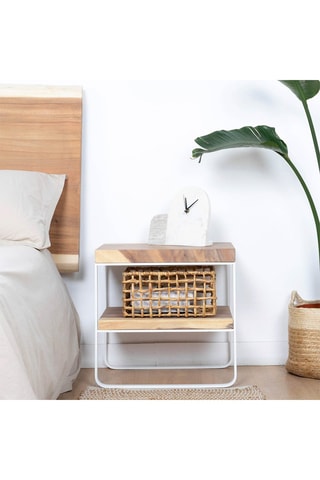 Mesa de cabeceira em madeira de trembesi maciço - 50 x 50 x 35 cm