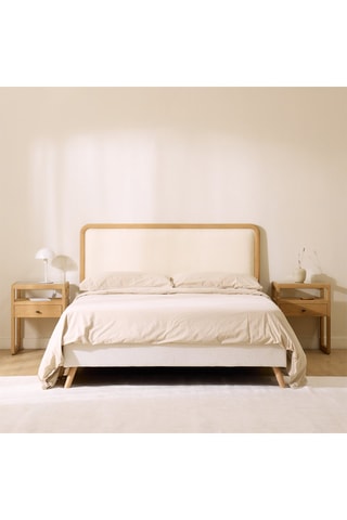 Mesa de cabeceira 1 gaveta em madeira de sungkai maciço - 45 x 60 x 36 cm