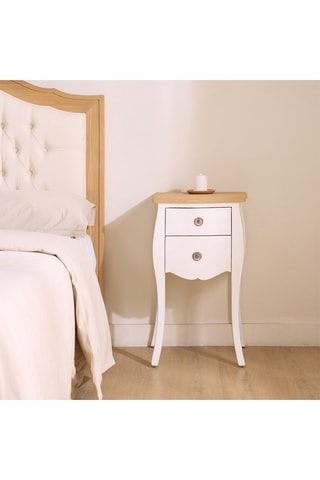 Mesa de cabeceira 2 gavetas em madeira de sungkai - 40,5 x 67,5 x 35 cm