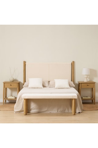 Mesa de cabeceira 1 gaveta em madeira de sungkai - 50 x 58 x 35 cm