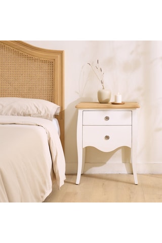 Mesa de cabeceira 2 gavetas em madeira de sungkai - 52 x 64,5 x 36,5 cm