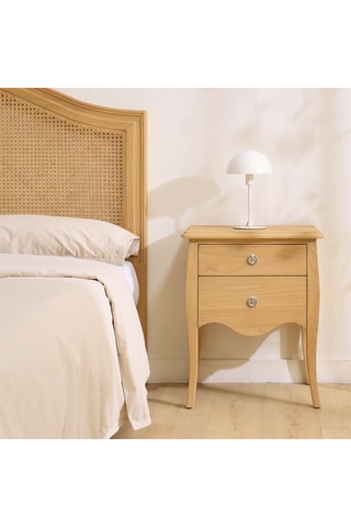 Mesa de cabeceira 2 gavetas em madeira de sungkai - 52 x 64,5 x 36,5 cm