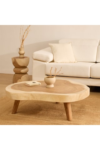 Mesa de centro extensível em madeira maciça de Trembesi - 85/90 x 80/88 cm