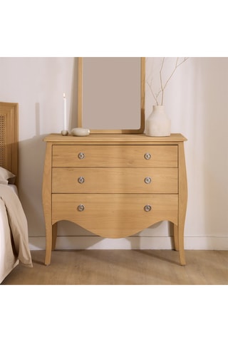 Cómoda 3 gavetas em madeira de Sungkai - 97,5 x 87,5 x 44 cm