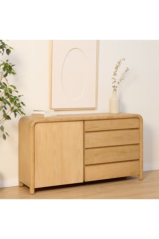 Aparador 1 porta em madeira de Sungkai - 145 x 80 x 42 cm