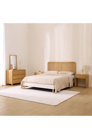 Cabeceira de cama em madeira de sungkai e rotim - 160 x 116 x 4,5 cm