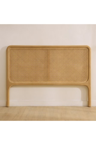 Cabeceira de cama em madeira de sungkai e rotim - 160 x 116 x 4,5 cm