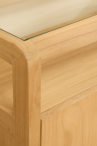 Consola 2 portas em madeira de sungkai - 90 x 36 x 85 cm