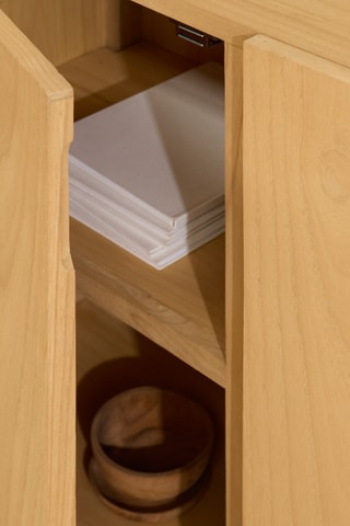 Consola 2 portas em madeira de sungkai - 90 x 36 x 85 cm