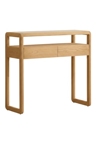 Consola 2 gavetas em madeira de sungkai - 90 x 36 x 85 cm