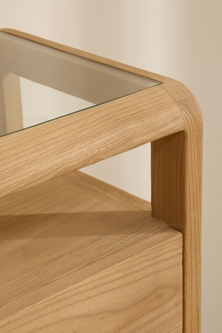 Consola 2 gavetas em madeira de sungkai - 90 x 36 x 85 cm