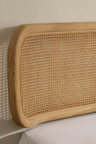 Cabeceira de cama em madeira de sungkai e rotim - 160 x 19 x 55 cm